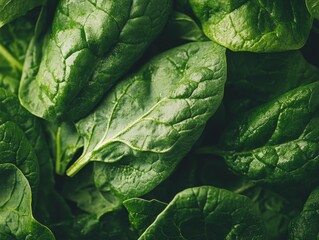 Obraz premium A close-up of spinach leaves showing their natural texture and vibrant color