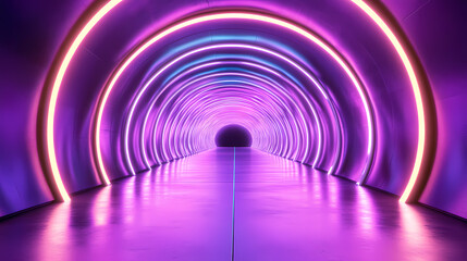 Obraz premium Futuristic sci-fi space tunnel with led lights. Sci-fi. Illustration