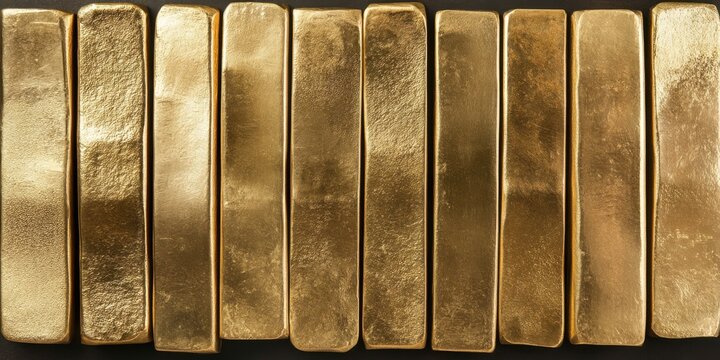 pure gold bars arranged neatly, symbolizing wealth, success, and financial stability. Represents luxury, prosperity, investment, and the allure of tangible assets