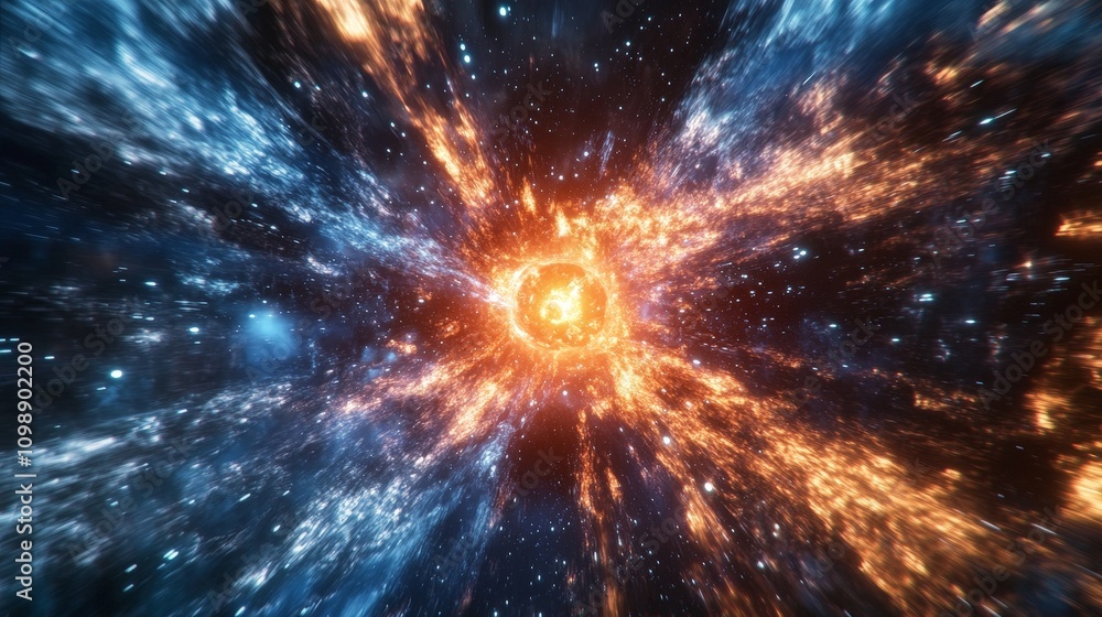 Aufkleber a dynamic shot of a vr simulation that allows users to experience the formation of the universe from