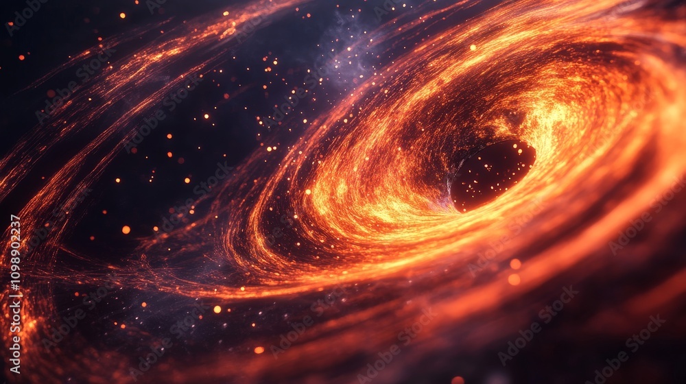 Poster a dynamic visualization of a micro black hole forming from high-energy particle collisions in a part