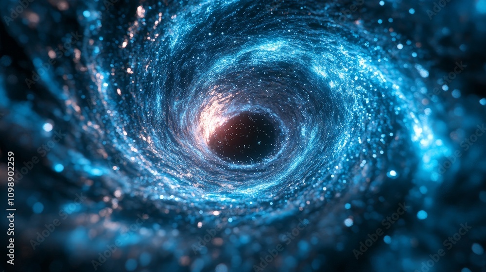Poster a dynamic visualization of a micro black hole forming from high-energy particle collisions in a part