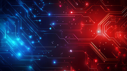 Background gaming abstract neon sci-fi themes cyberpunk red and blue dynamic technology wallpaper ai generated image. Sci-fi. Illustration