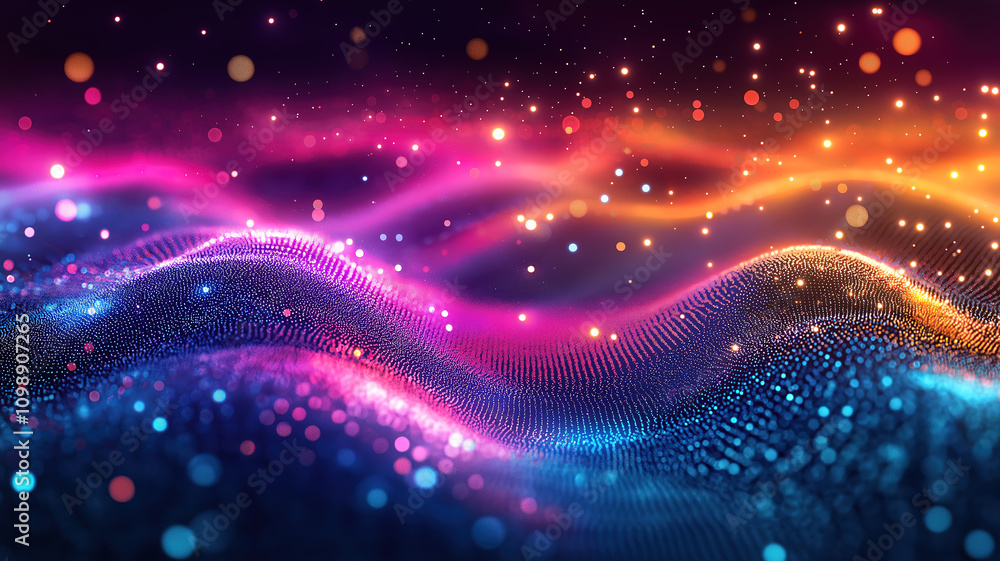 Poster data technology background with connecting dots and lines on a dark background