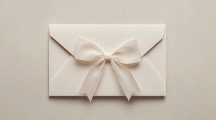 Minimalist wedding invitation envelope featuring a delicate bow and modern typography, ideal for a chic and sophisticated celebration.