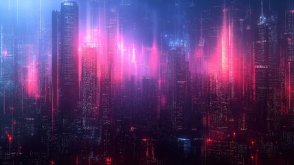 Fototapeta premium Urban architecture cityscape with neon light effects representing modern high-tech futuristic