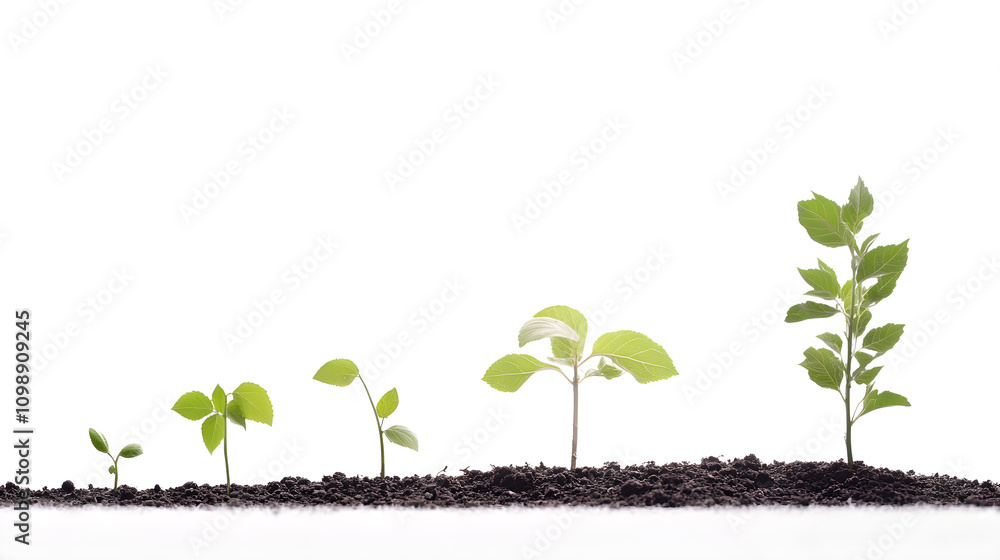 Poster a sequence showing a seed sprouting into a sapling and then into a full-grown tree