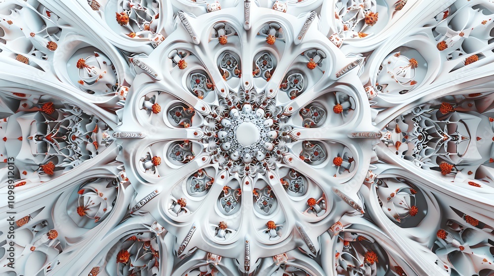 Aufkleber a 3d render of a complex, intricate geometric pattern.