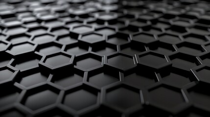 Fototapeta premium A 3D abstract image of a black honeycomb pattern.
