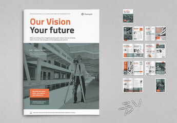 Profesional Corporate Business Brochure in Pale Khaky with Orange Accents