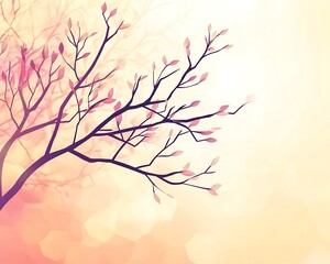 Obraz premium Silhouettes and Compositions blending geometric, Silhouette of Tree Branch with Blended Background Colors