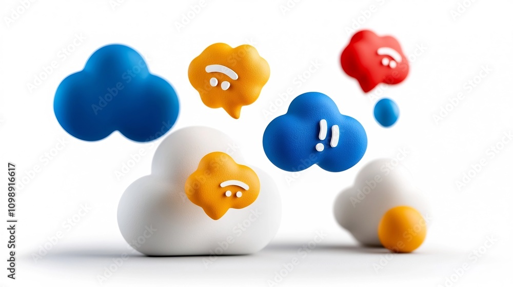Poster Visually captivating depicting a smooth conversation flow with dynamic sound icons and vibrant articulation highlights rendered in a sleek style against a clean white background