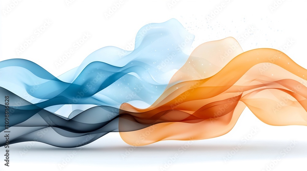 Poster Vibrant abstract representation of effective communication showcased through colorful sound waves and speech elements on a white background