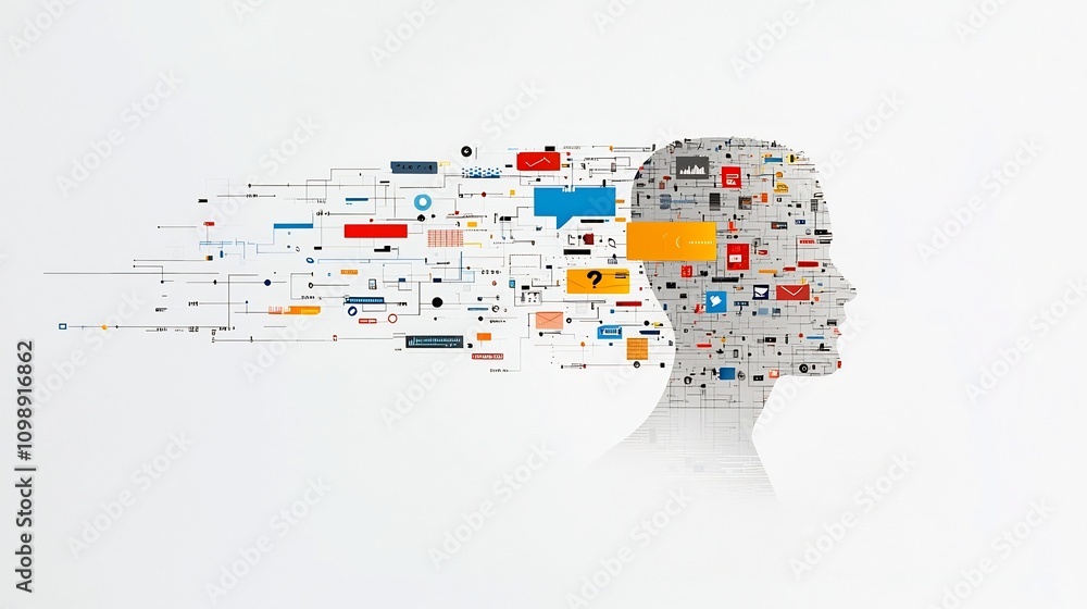 Aufkleber Abstract visual representation of a communication profile featuring dynamic sound patterns and intonation on a minimalist white background conveying the concept of digital interaction speech