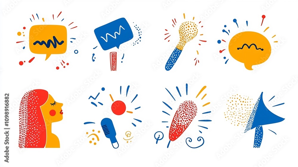 Aufkleber vibrant artwork depicting a person delivering an effective and engaging speech showcasing sound wave
