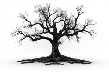 Fototapeta premium A large tree with no leaves is depicted in a black and white photo