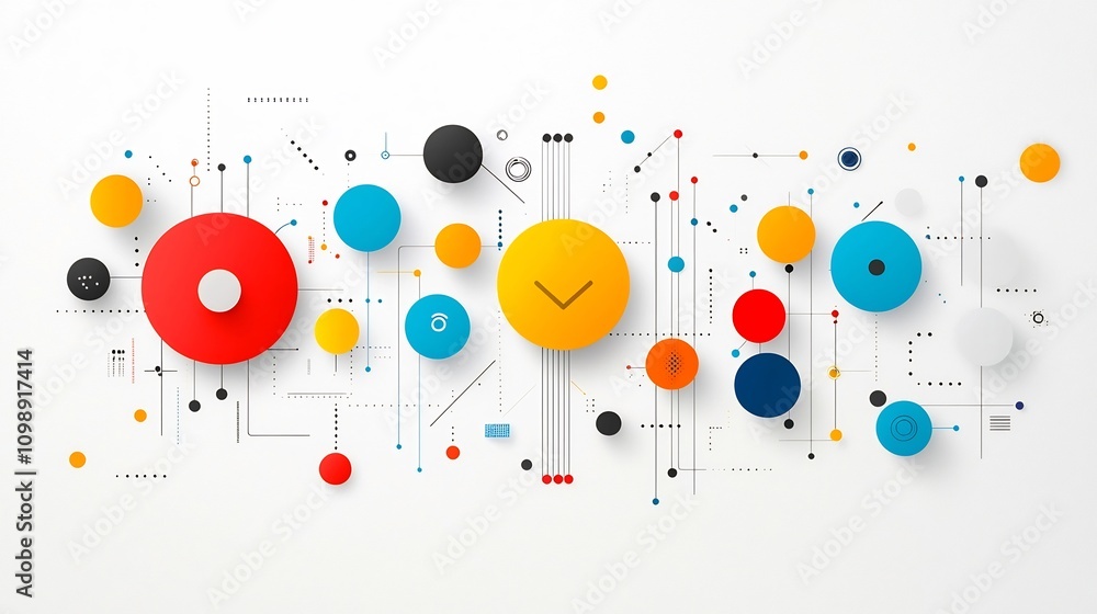 Poster Conceptual design of with visual sound clarity elements such as speech bubbles and frequency lines on a white background  Representing communication expression and technology in a minimalist modern
