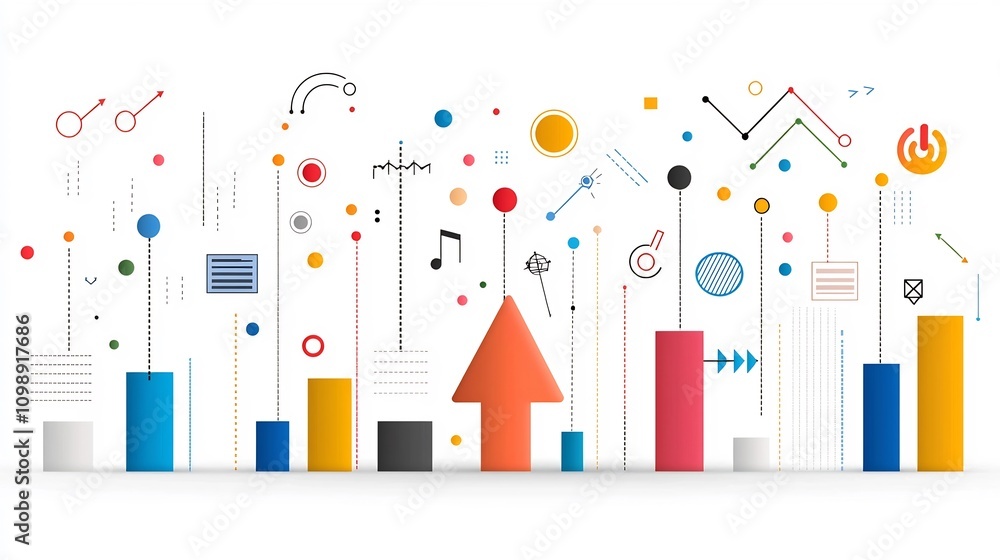 Poster colorful and dynamic depicting the visualization of engaging and expressive audio signals on a clean