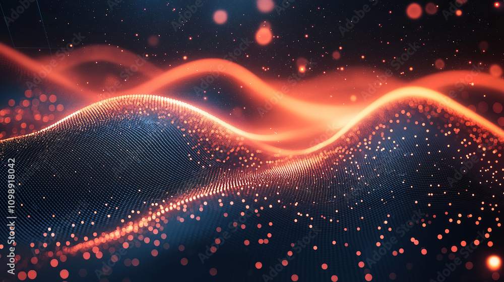Poster big data and network connections visualized with glowing black plexus and digital points