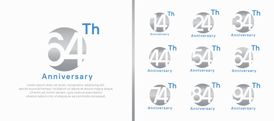 anniversary logotype set. vector design silver color circle can be use for celebration moment