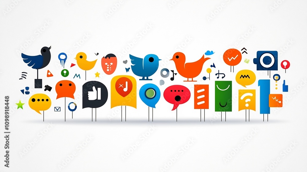 Aufkleber Vibrant abstract depicting the fluid dynamics and colorful expression of an engaging conversation or effective communication  Minimalist