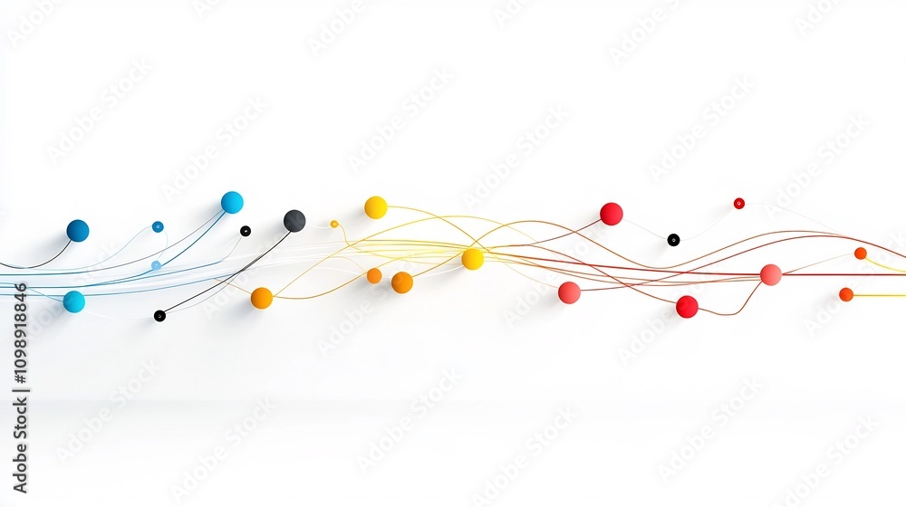 Poster Vibrant fiber optic light patterns creating a dynamic high tech abstract design with bright colorful illumination and intricate digital artwork against a white background