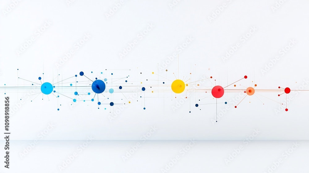 Poster High tech design featuring detailed fiber optic strands emitting bright and colorful light patterns against a sleek and modern white backdrop  The dynamic and radiant visuals create a captivating