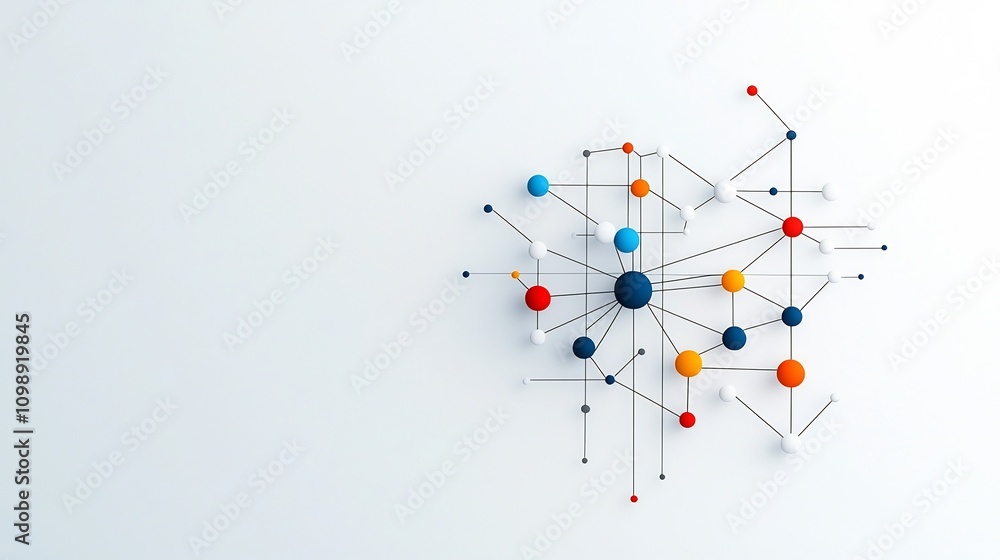 Poster vibrant and futuristic of a glowing fiber optic network with colorful light beams connecting nodes i