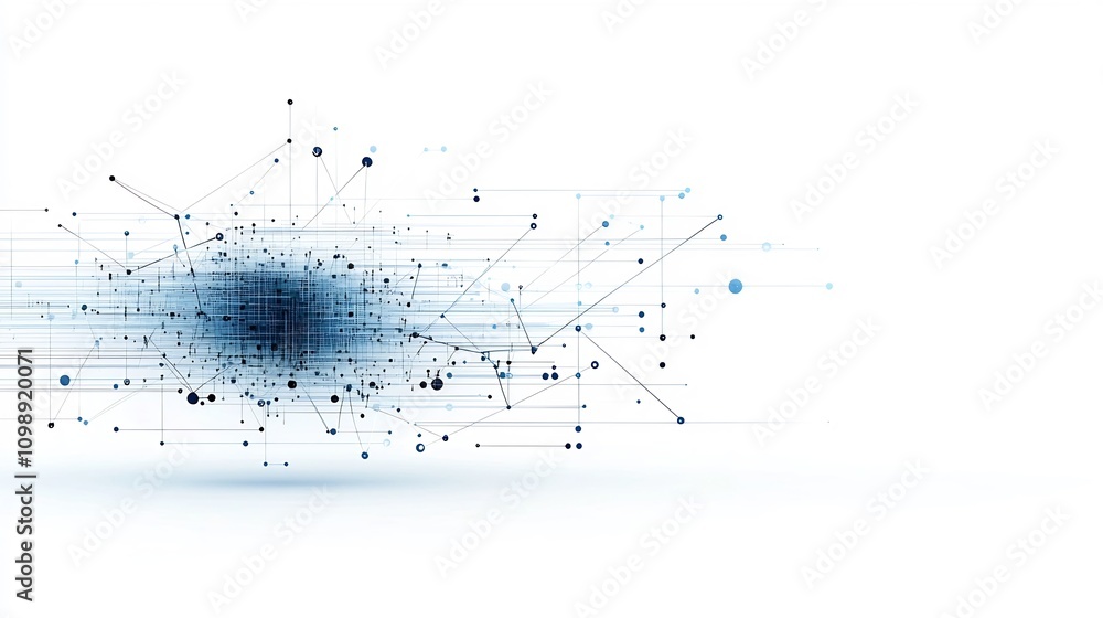 Aufkleber Futuristic art depicting a complex fiber optic network with glowing light pathways and seamless connectivity on a white background representing the future of technology and digital communication