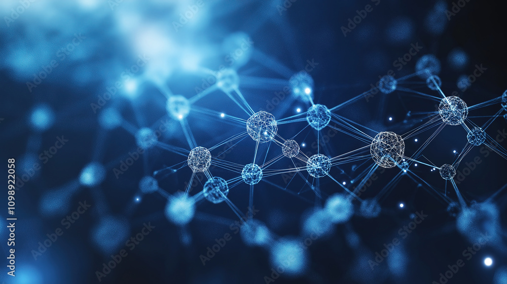 Poster science and digital technology background with connected data points for a modern technological