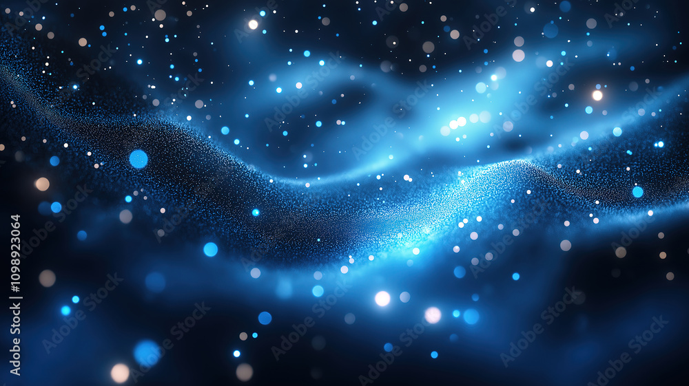 Aufkleber abstract dark blue digital background with sparkling particles forming lines surfaces and grids