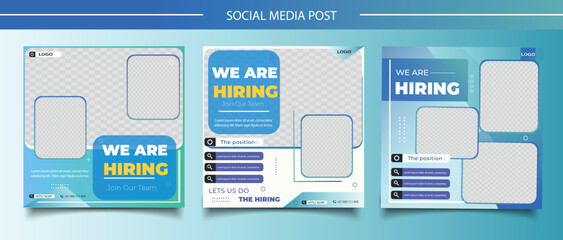 We are hiring job vacancy square banner or social media post template 