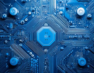 Fototapeta premium Motherboard with Processor Chips Future Background Digital