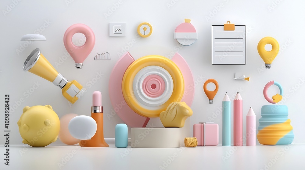 Leinwandbilder Comprehensive marketing analysis incorporating creative 3D data visualization techniques to generate insightful business intelligence and strategic planning solutions for growth and success
