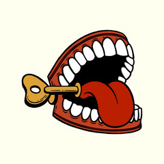 chattering teeth vector drawing