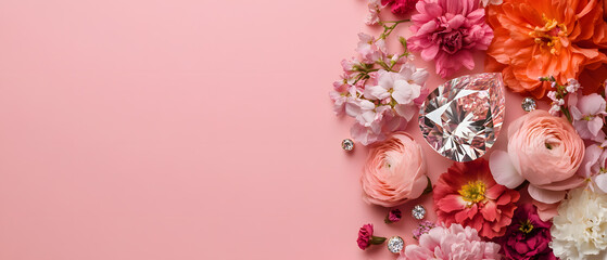 The beauty of diamonds and their luxury suit the beautiful scenery. For couples or ladies, look good and stylish. and space for writing text