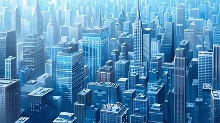 Obraz premium A cartoon illustration of a city skyline.