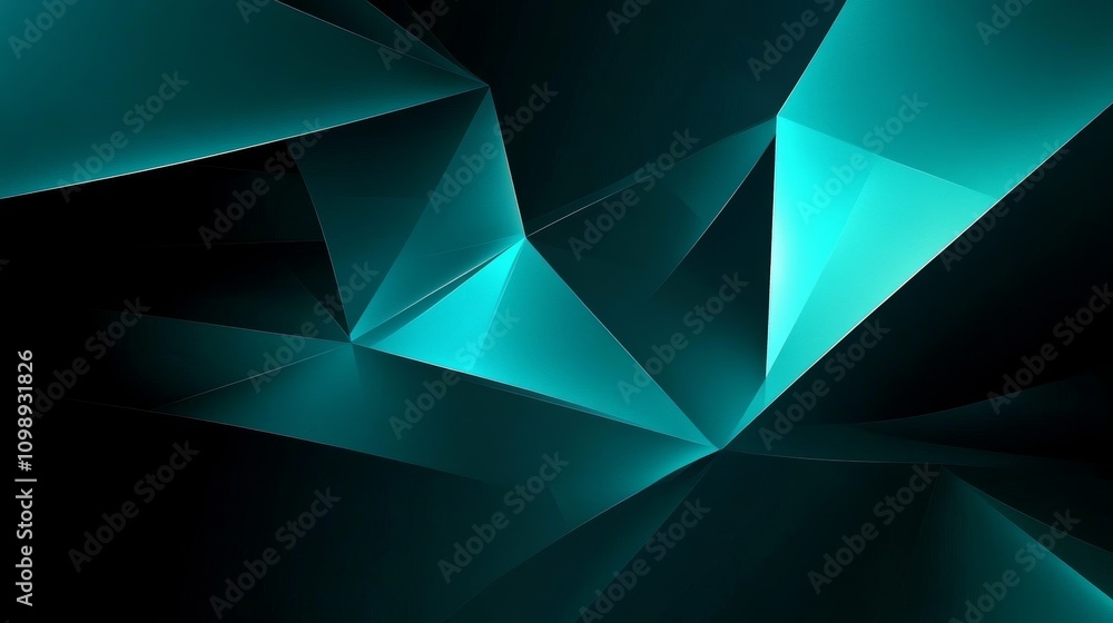 Poster teal black abstract geometric shapes modern digital art complex pattern minimalist design dynamic ba