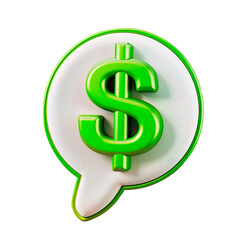 Obraz premium Speech bubble with money sign inside. Transparent background, PNG format