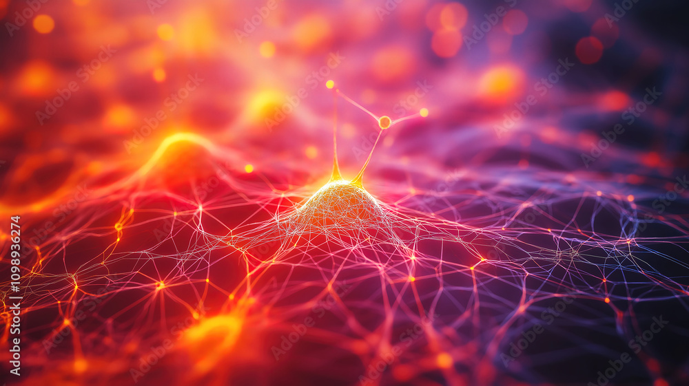 Poster abstract technology network background with connecting lines and digital data flow