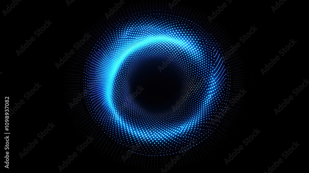 Aufkleber futuristic abstract blue halftone circle pattern with digital elements and modern design