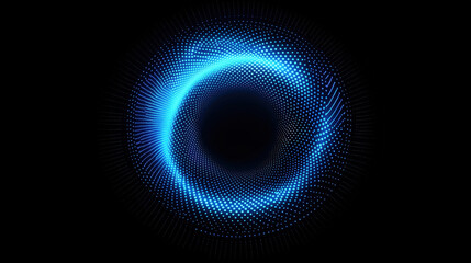 Futuristic abstract blue halftone circle pattern with digital elements and modern design