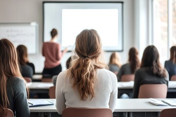 Instructor Leading Classroom Lecture with Students Engaged in Learning and Taking Notes