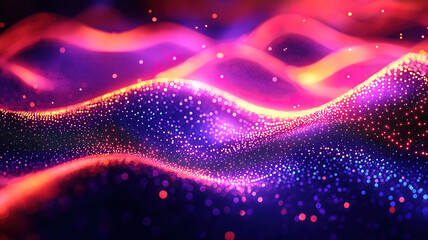 Glowing black plexus with points and lines forming a network connection in abstract technology