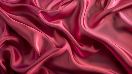 Obraz premium Close-up of red, flowing satin fabric.