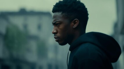 Young man stands on a city street, conveying a sense of contemplation