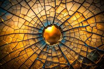 Fototapeta premium Macro Photography of a Cracked Hole Showcasing Intricate Details and Textures for Creative and Abstract Visuals in Digital Art and Design Projects