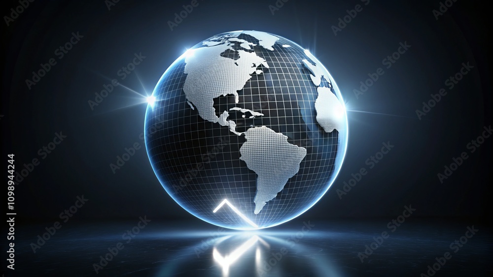 Poster night photography of earth globe with cursor , featuring dark background and subtle shadows, ideal f