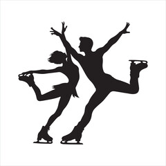 figure skaters silhouette on white background  © Arafat