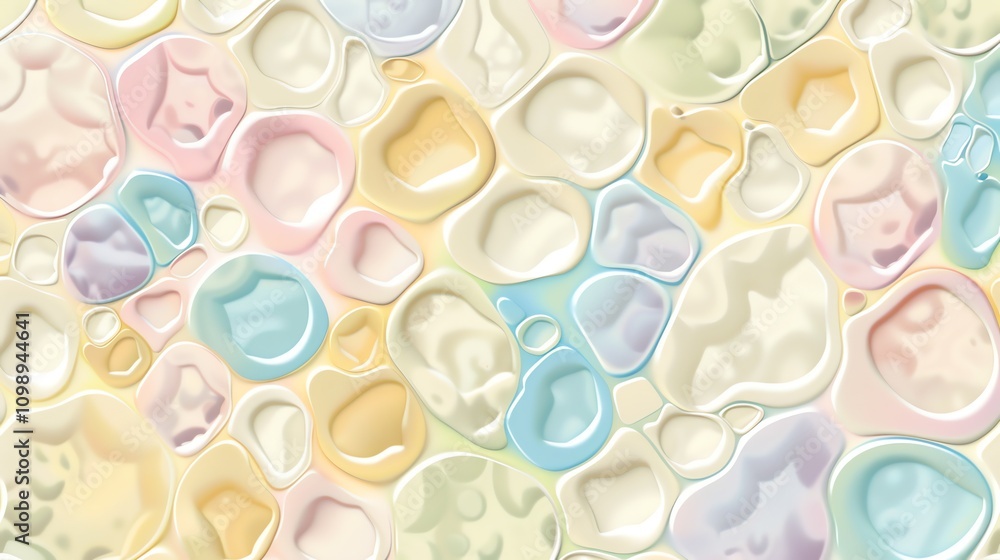 Poster a colorful, abstract, 3d render of a pattern of rounded shapes.